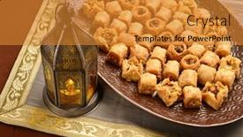  Presentation with arabic food - Presentation theme enhanced with ramadan-festive-food-large-plate background and a gold colored foreground