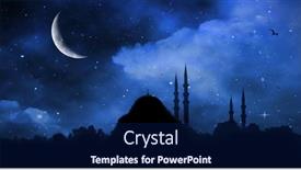  Presentation with mosque - Cool new slides with ramadan-kareem-background-mosque-silhouette backdrop and a navy blue colored foreground