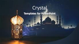  Presentation with ramadan - Presentation design featuring ramadan-kareem-background-ornamental-arabic background and a navy blue colored foreground