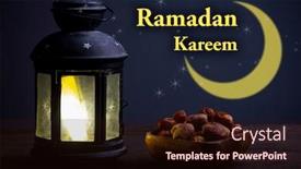  Presentation with dried food - Beautiful theme featuring ramadan-kareem-celebration-with-lanterns backdrop and a wine colored foreground