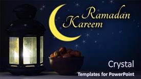  Presentation with date palm - Amazing presentation theme having ramadan-kareem-celebration-with-lanterns backdrop and a navy blue colored foreground