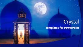  Presentation with serene - Slide deck featuring ramadan-kareem-greeting-photo background and a royal blue colored foreground