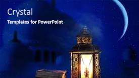  Presentation with serene - Beautiful PPT layouts featuring ramadan-kareem-greeting-photo backdrop and a navy blue colored foreground