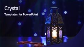  Presentation with ramadan - Slide deck having ramadan lantern and rosary background and a navy blue colored foreground