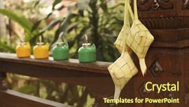  Presentation with raya - Audience pleasing PPT theme consisting of ramadhan - ketupat icon of the hari backdrop and a tawny brown colored foreground