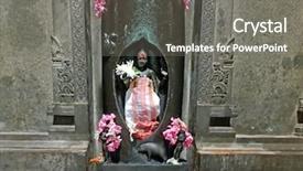  Presentation with ancient king statue - Amazing PPT theme having ramana ashram in tiruvanamalai india backdrop and a gray colored foreground