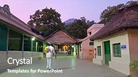  Presentation with india - Slide set featuring ramana ashram in tiruvanamalai india background and a gray colored foreground