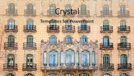  Presentation with facade - Audience pleasing slide deck consisting of rambla - barcelona city facade with balconade backdrop and a soft green colored foreground