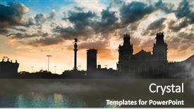  Presentation with columbus - Theme with rambla - barcelona harbor with columbus statue background and a  colored foreground