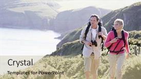  Presentation with outdoors - Audience pleasing presentation consisting of rambla - couple on cliffside outdoors walking backdrop and a mint green colored foreground