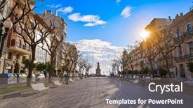  Presentation with avenue - Amazing slide deck having rambla nova in tarragona avenue backdrop and a gray colored foreground