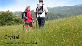  Presentation with active seniors senior couple - PPT theme consisting of rambling - back view of senior couple background and a gold colored foreground