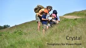  Presentation with family day - Colorful PPT layouts enhanced with rambling - family on a hiking day backdrop and a yellow colored foreground