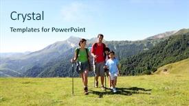  Presentation with family day - Beautiful PPT layouts featuring rambling - family on a trekking day backdrop and a cool aqua colored foreground