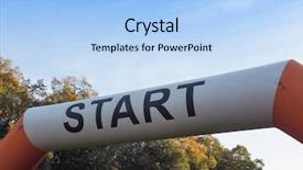  Presentation with start up - PPT theme enhanced with rambling - inflatable start sign background and a light blue colored foreground