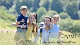  Presentation with hiking mountain - Beautiful slide deck featuring rambling - portrait of happy family backdrop and a  colored foreground