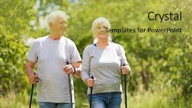  Presentation with walking nordic - Cool new PPT layouts with rambling - senior couple nordic walking backdrop and a yellow colored foreground