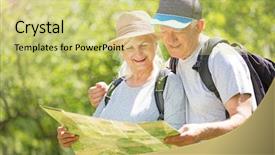  Presentation with active seniors senior couple - Cool new PPT layouts with rambling - senior couple reading map backdrop and a  colored foreground