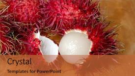  Presentation with tropical fruit - PPT theme consisting of rambutan fruits tropical asian fruit background and a red colored foreground