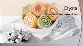  Presentation with turkish - Slide set with ramdan - turkish lokum rolls background and a coral colored foreground