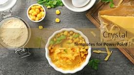  Presentation with pudding - Amazing PPT theme having ramekin-with-corn-pudding backdrop and a gold colored foreground