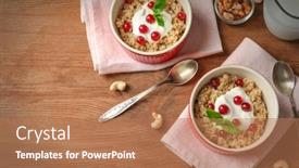  Presentation with quinoa - Theme with ramekins with tasty quinoa on table background and a coral colored foreground