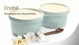  Presentation with pudding - Slides having ramekins with tasty vanilla pudding background and a cream colored foreground