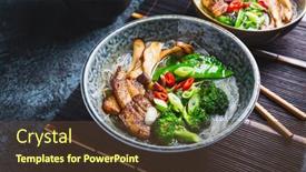  Presentation with ramen - Slide deck consisting of ramen-soup-with-mushrooms-vegetables background and a tawny brown colored foreground
