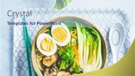  Presentation with ramen - Presentation theme featuring ramen-soup-with-shiitake-mushrooms background and a sky blue colored foreground