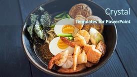  Presentation with ramen - Audience pleasing slide deck consisting of ramen-with-shrimps-and-vegetables backdrop and a ocean colored foreground