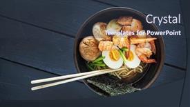  Presentation with ramen - Presentation design consisting of ramen-with-shrimps-and-vegetables background and a tawny brown colored foreground