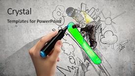  Presentation with ramp - Cool new slide set with ramp up - close up of hand drawing backdrop and a  colored foreground