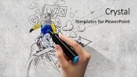  Presentation with ramp - Audience pleasing presentation theme consisting of ramp up - close up of hand drawing backdrop and a  colored foreground