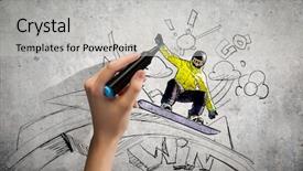  Presentation with ramp - Beautiful slide deck featuring ramp up - close up of hand drawing backdrop and a light gray colored foreground