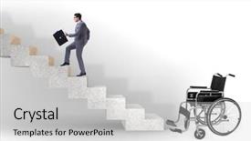  Presentation with ramp - Slides enhanced with ramp walk - accessibility concepth with wheelchair background and a  colored foreground