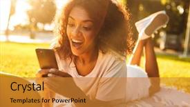  Presentation with happy image - PPT theme consisting of ramp walk - image of happy young african background and a gold colored foreground