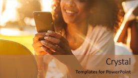  Presentation with happy image - Colorful PPT theme enhanced with ramp walk - image of happy young african backdrop and a coral colored foreground