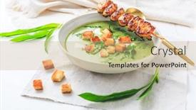  Presentation with cream - Theme consisting of ramson-or-bear-leek-soup background and a coral colored foreground