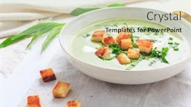  Presentation with cream - Theme having ramson-or-bear-leek-soup background and a soft green colored foreground