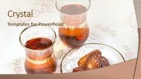  Presentation with black tea - Colorful theme enhanced with ramzan - arabic dates and black tea backdrop and a  colored foreground