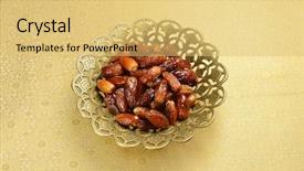  Presentation with bowl - Amazing presentation having ramzan - dates in an ornamental bowl backdrop and a yellow colored foreground