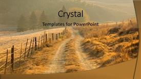  Presentation with ranch - PPT theme enhanced with ranch - autumn rural path background and a coral colored foreground