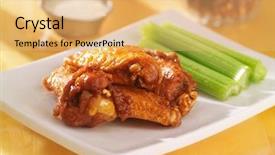  Presentation with bbq chicken - Audience pleasing theme consisting of ranch dip and celery backdrop and a yellow colored foreground