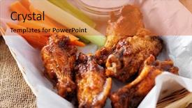  Presentation with bbq chicken - PPT layouts with ranch dip carrot and celery background and a red colored foreground