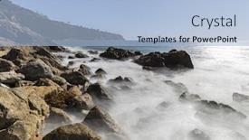  Presentation with rocky - Colorful PPT theme enhanced with rancho palos verdes rocky coast view with motion blur waves in los angeles county california backdrop and a light blue colored foreground