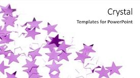  Presentation with purple stars - Amazing presentation design having random arrangement of purple confetti backdrop and a white colored foreground