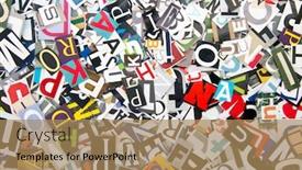  Presentation with letters - Beautiful PPT theme featuring random-letters-bright-color-background backdrop and a coral colored foreground