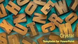  Presentation with letters - Cool new presentation design with random-letters-overhead-background-vintage backdrop and a tawny brown colored foreground