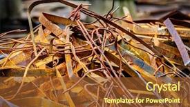  Presentation with scrap metal - Presentation design consisting of random rusty grungy metal-scrap background and a tawny brown colored foreground