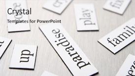  Presentation with random words - Cool new PPT theme with random words - close-up of fridge magnets backdrop and a white colored foreground